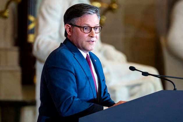 Speaker of the House Mike Johnson, R-LA, speaks at the unveiling ceremony for former Speaker of the House Kevin McCarthy s official portrait at the U.S. Capitol in Washington, DC on Tuesday, September 15, 2026. McCarthy served as the 55th Speaker of the U.S. House of Representatives in 2023 and served California s 23rd Congressional District from 2007 to 2023.  WAP20260915385 BONNIExCASH