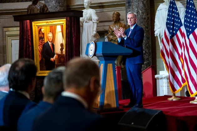 Former Speaker of the House Kevin McCarthy speaks at the unveiling ceremony for his official portrait at the U.S. Capitol in Washington, DC on Tuesday, September 15, 2026. McCarthy served as the 55th Speaker of the U.S. House of Representatives in 2023 and served California s 23rd Congressional District from 2007 to 2023.  WAP20260915407 BONNIExCASH