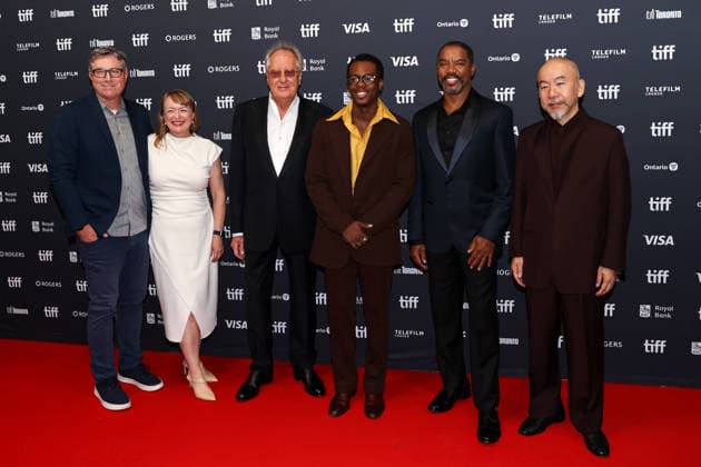 2026 Toronto International Film Festival - Mr. Nelson, Did you kill people? TORONTO, CANADA - SEPTEMBER 15 : (L-R) Christopher Frey, Philippa Frey, Geoffrey Rush, Mark Merphy, Rodney Hicks and Shinya Tsukamoto attend the premiere of Mr. Nelson, Did you kill people? during the 2026 Toronto International Film Festival at TIFF Lightbox in Toronto, Ontario, Canada on September 15, 2026. Mert Alper Dervis Anadolu Toronto Canada. Editorial use only. Please get in touch for any other usage. Copyright: x2026xAnadoluxMertxAlperxDervisx