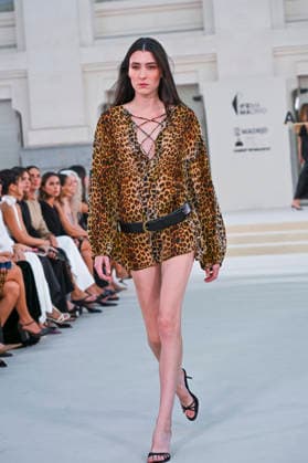September 15, 2026, Madrid, Spain: A model parades with Alex Riviere design during Mercedes Benz Fashion Week Madrid Cibeles Palace in Madrid, 15 February of 2026 Spain Madrid Spain - ZUMAs197 20260915_aaa_s197_341 Copyright: xAtilanoxGarciax