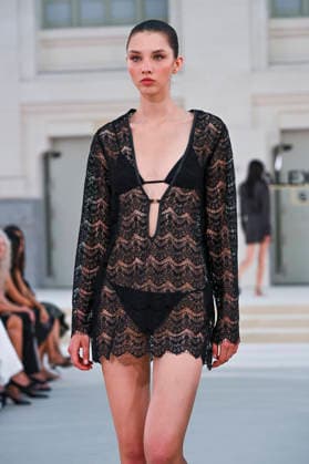 September 15, 2026, Madrid, Spain: A model parades with Alex Riviere design during Mercedes Benz Fashion Week Madrid Cibeles Palace in Madrid, 15 February of 2026 Spain Madrid Spain - ZUMAs197 20260915_aaa_s197_347 Copyright: xAtilanoxGarciax