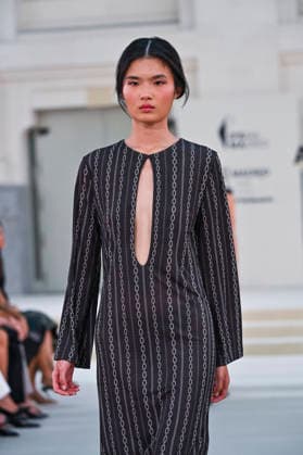 September 15, 2026, Madrid, Spain: A model parades with Alex Riviere design during Mercedes Benz Fashion Week Madrid Cibeles Palace in Madrid, 15 February of 2026 Spain Madrid Spain - ZUMAs197 20260915_aaa_s197_351 Copyright: xAtilanoxGarciax