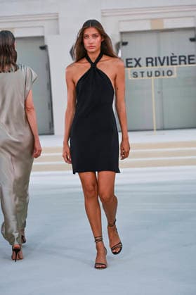 September 15, 2026, Madrid, Spain: A model parades with Alex Riviere design during Mercedes Benz Fashion Week Madrid Cibeles Palace in Madrid, 15 February of 2026 Spain Madrid Spain - ZUMAs197 20260915_aaa_s197_357 Copyright: xAtilanoxGarciax