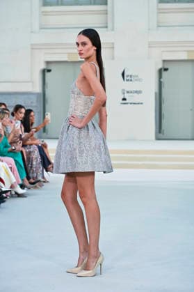September 15, 2026, Madrid, Spain: A model parades with Hannibal Laguna design during Mercedes Benz Fashion Week Madrid Cibeles Palace in Madrid, 15 February of 2026 Spain Madrid Spain - ZUMAs197 20260915_aaa_s197_587 Copyright: xAtilanoxGarciax