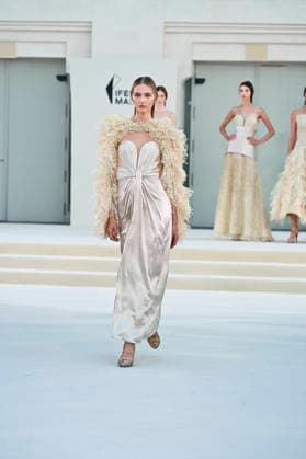 September 15, 2026, Madrid, Spain: A model parades with Hannibal Laguna design during Mercedes Benz Fashion Week Madrid Cibeles Palace in Madrid, 15 February of 2026 Spain Madrid Spain - ZUMAs197 20260915_aaa_s197_586 Copyright: xAtilanoxGarciax
