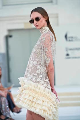 September 15, 2026, Madrid, Spain: A model parades with Hannibal Laguna design during Mercedes Benz Fashion Week Madrid Cibeles Palace in Madrid, 15 February of 2026 Spain Madrid Spain - ZUMAs197 20260915_aaa_s197_589 Copyright: xAtilanoxGarciax