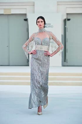 September 15, 2026, Madrid, Spain: A model parades with Hannibal Laguna design during Mercedes Benz Fashion Week Madrid Cibeles Palace in Madrid, 15 February of 2026 Spain Madrid Spain - ZUMAs197 20260915_aaa_s197_595 Copyright: xAtilanoxGarciax