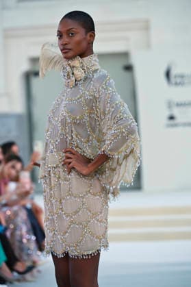 September 15, 2026, Madrid, Spain: A model parades with Hannibal Laguna design during Mercedes Benz Fashion Week Madrid Cibeles Palace in Madrid, 15 February of 2026 Spain Madrid Spain - ZUMAs197 20260915_aaa_s197_644 Copyright: xAtilanoxGarciax