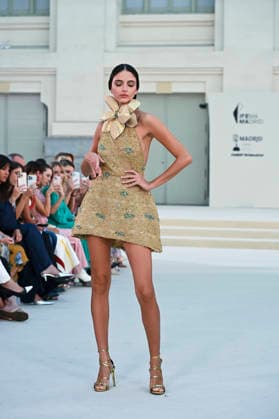 September 15, 2026, Madrid, Spain: A model parades with Hannibal Laguna design during Mercedes Benz Fashion Week Madrid Cibeles Palace in Madrid, 15 February of 2026 Spain Madrid Spain - ZUMAs197 20260915_aaa_s197_645 Copyright: xAtilanoxGarciax