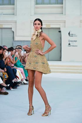 September 15, 2026, Madrid, Spain: A model parades with Hannibal Laguna design during Mercedes Benz Fashion Week Madrid Cibeles Palace in Madrid, 15 February of 2026 Spain Madrid Spain - ZUMAs197 20260915_aaa_s197_647 Copyright: xAtilanoxGarciax