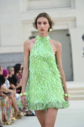 parades with Celia B in Madrid A model parades with Celia B design during Mercedes Benz Fashion Week Madrid Cibeles Palace in Madrid, 15 February of 2026 Spain Featuring: A model parades with Celia B design during Mercedes Benz Fashion Week Madrid Cibeles Palace in Madrid, 15 February of 2026 Spain Where: Madrid, Spain When: 15 Sep 2026 Credit: Oscar Gonzalez WENN Madrid Spain Copyright: xOscarxGonzalez WENNx wenn41662952 OFA ZOJx wenn41662952