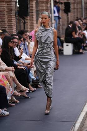 A model wears at collection runway a creation from Ernesto Naranjo during Pasarela Cibeles Mercedes-Benz Fashion Week Madrid 2026 in Madrid, on Wednesday , 16 September 2026. Cordon Press 
