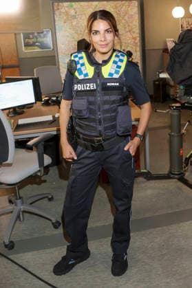 ABB HAFENKANTE Lilli Hollunder, actress in a police uniform, at a photo op marking the start of the 20th anniversary season and the 500th episode of the ZDF TV series *Notruf Hafenkante* on the original set of PK 21 at Studio Hamburg on September 16, 2026 in Hamburg