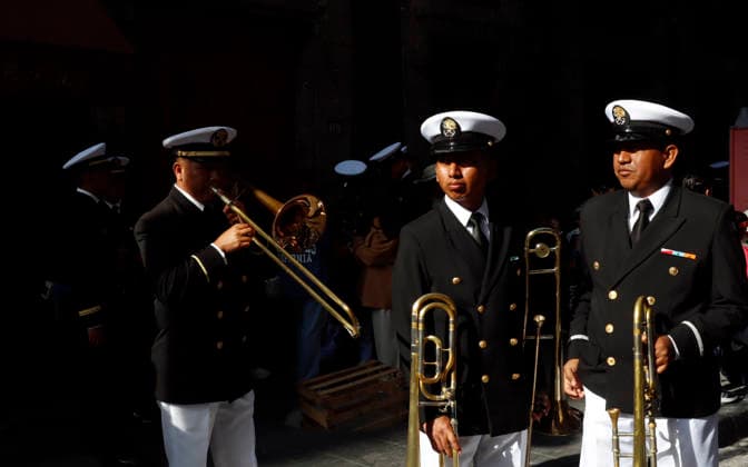 September 16, 2026, Mexico City, Mexico City, mexico: Mexican Army musicians lining up during Mexico s Independence Day parade. Mexico City mexico  - ZUMAt178 20260916_zip_t178_006 Copyright: xNadiaxTecuapetlax