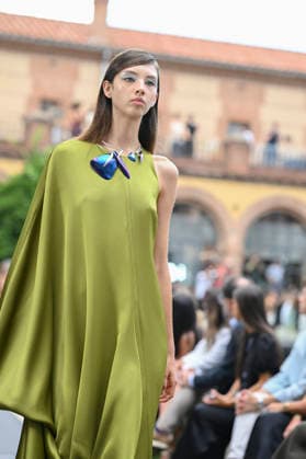 September 16, 2026, Madrid, Spain: A model parades with Baro Lucas design during the Mercedes Benz Fashion Week Madrid at Cibeles Palace in Madrid. Madrid Spain  - ZUMAs197 20260916_aaa_s197_193 Copyright: xAtilanoxGarciax