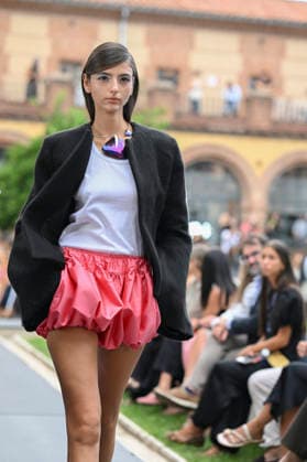 September 16, 2026, Madrid, Spain: A model parades with Baro Lucas design during the Mercedes Benz Fashion Week Madrid at Cibeles Palace in Madrid. Madrid Spain  - ZUMAs197 20260916_aaa_s197_199 Copyright: xAtilanoxGarciax