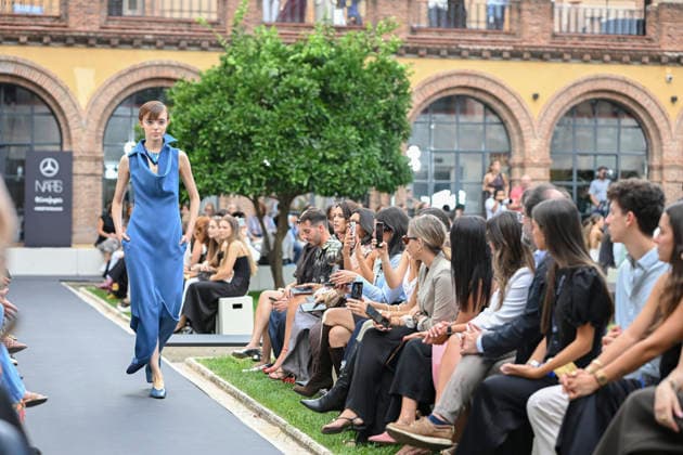 September 16, 2026, Madrid, Spain: A model parades with Baro Lucas design during the Mercedes Benz Fashion Week Madrid at Cibeles Palace in Madrid. Madrid Spain  - ZUMAs197 20260916_aaa_s197_212 Copyright: xAtilanoxGarciax
