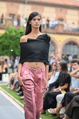 September 16, 2026, Madrid, Spain: A model parades with Baro Lucas design during the Mercedes Benz Fashion Week Madrid at Cibeles Palace in Madrid. Madrid Spain  - ZUMAs197 20260916_aaa_s197_224 Copyright: xAtilanoxGarciax