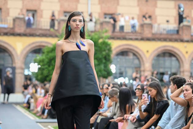 September 16, 2026, Madrid, Spain: A model parades with Baro Lucas design during the Mercedes Benz Fashion Week Madrid at Cibeles Palace in Madrid. Madrid Spain  - ZUMAs197 20260916_aaa_s197_253 Copyright: xAtilanoxGarciax