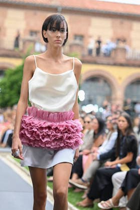 September 16, 2026, Madrid, Spain: A model parades with Baro Lucas design during the Mercedes Benz Fashion Week Madrid at Cibeles Palace in Madrid. Madrid Spain  - ZUMAs197 20260916_aaa_s197_258 Copyright: xAtilanoxGarciax