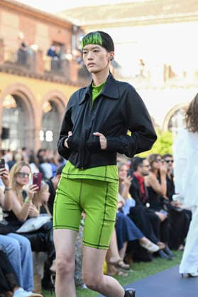 September 16, 2026, Madrid, Spain: A model parades with Acromatyx design during the Mercedes Benz Fashion Week Madrid at Cibeles Palace in Madrid. Madrid Spain  - ZUMAs197 20260916_aaa_s197_302 Copyright: xAtilanoxGarciax