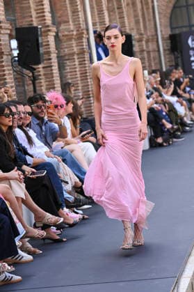 September 16, 2026, Madrid, Spain: A model parades with Ernesto Naranjo design during the Mercedes Benz Fashion Week Madrid at Cibeles Palace in Madrid. Madrid Spain  - ZUMAs197 20260916_aaa_s197_279 Copyright: xAtilanoxGarciax