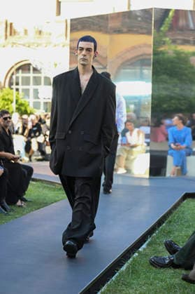 September 16, 2026, Madrid, Spain: A model parades with Acromatyx design during the Mercedes Benz Fashion Week Madrid at Cibeles Palace in Madrid. Madrid Spain  - ZUMAs197 20260916_aaa_s197_294 Copyright: xAtilanoxGarciax