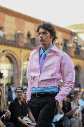 September 16, 2026, Madrid, Spain: A model parades with Acromatyx design during the Mercedes Benz Fashion Week Madrid at Cibeles Palace in Madrid. Madrid Spain  - ZUMAs197 20260916_aaa_s197_312 Copyright: xAtilanoxGarciax