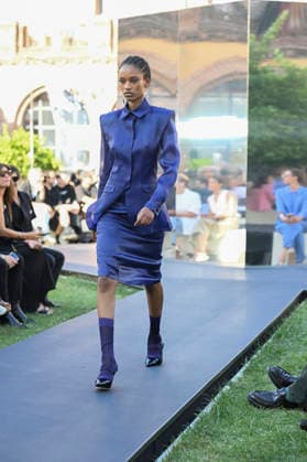 September 16, 2026, Madrid, Spain: A model parades with Acromatyx design during the Mercedes Benz Fashion Week Madrid at Cibeles Palace in Madrid. Madrid Spain  - ZUMAs197 20260916_aaa_s197_311 Copyright: xAtilanoxGarciax