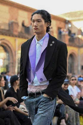 September 16, 2026, Madrid, Spain: A model parades with Acromatyx design during the Mercedes Benz Fashion Week Madrid at Cibeles Palace in Madrid. Madrid Spain  - ZUMAs197 20260916_aaa_s197_325 Copyright: xAtilanoxGarciax