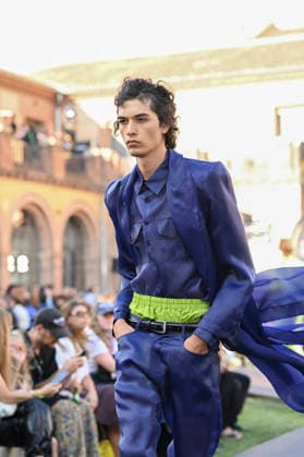 September 16, 2026, Madrid, Spain: A model parades with Acromatyx design during the Mercedes Benz Fashion Week Madrid at Cibeles Palace in Madrid. Madrid Spain  - ZUMAs197 20260916_aaa_s197_329 Copyright: xAtilanoxGarciax
