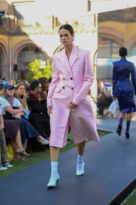 September 16, 2026, Madrid, Spain: A model parades with Acromatyx design during the Mercedes Benz Fashion Week Madrid at Cibeles Palace in Madrid. Madrid Spain  - ZUMAs197 20260916_aaa_s197_331 Copyright: xAtilanoxGarciax