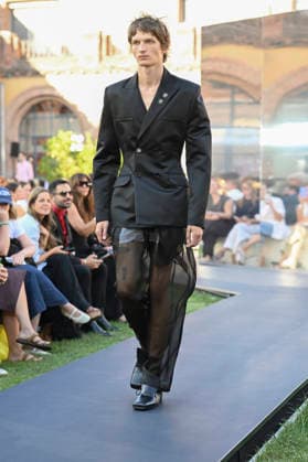 September 16, 2026, Madrid, Spain: A model parades with Acromatyx design during the Mercedes Benz Fashion Week Madrid at Cibeles Palace in Madrid. Madrid Spain  - ZUMAs197 20260916_aaa_s197_322 Copyright: xAtilanoxGarciax