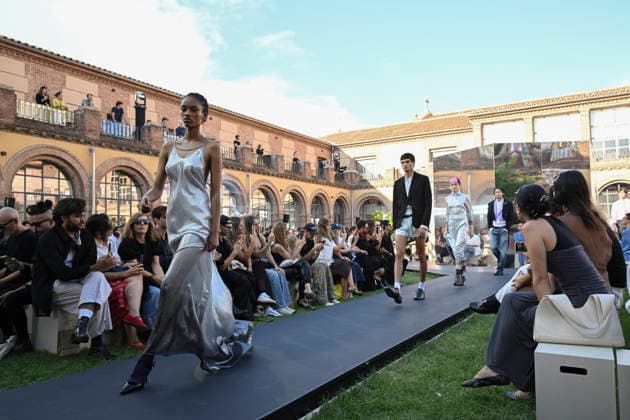 September 16, 2026, Madrid, Spain: A model parades with Acromatyx design during the Mercedes Benz Fashion Week Madrid at Cibeles Palace in Madrid. Madrid Spain  - ZUMAs197 20260916_aaa_s197_338 Copyright: xAtilanoxGarciax