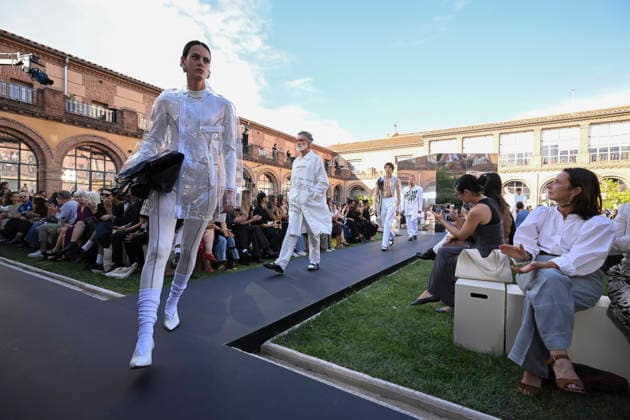 September 16, 2026, Madrid, Spain: A model parades with Acromatyx design during the Mercedes Benz Fashion Week Madrid at Cibeles Palace in Madrid. Madrid Spain  - ZUMAs197 20260916_aaa_s197_340 Copyright: xAtilanoxGarciax