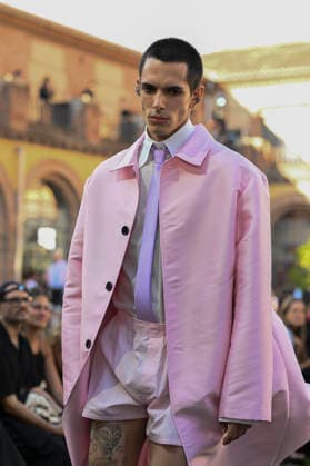 September 16, 2026, Madrid, Spain: A model parades with Acromatyx design during the Mercedes Benz Fashion Week Madrid at Cibeles Palace in Madrid. Madrid Spain  - ZUMAs197 20260916_aaa_s197_345 Copyright: xAtilanoxGarciax