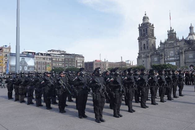 September 16, 2026, Mexico City, Mexico: Mexican President CLAUDIA SHEINBAUM PARDO led the Civic-Military Parade marking the 216th anniversary of the beginning of Mexicos Independence, which started at the Zocalo and traveled along Paseo de la Reforma to Campo Marte in Mexico City. The Armed Forces displayed military equipment and technology, including tactical drones and the Xolotl robot, designed to handle situations involving explosive devices. She was accompanied by Defense Secretary GENERAL RICARDO TREVILLA TREJO and Navy Secretary Admiral RAYMUNDO PEDRO MORALES ANGELES. Mexico City Mexico  - ZUMAl178 20260916_znp_l178_005 Copyright: xCristianxLeyvax