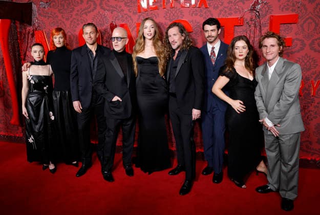 Jessica Barden, Vicky Krieps, Charlie Hunnam, Ryan Murphy, Ella Beatty, Ian Brennan, Joey Pollari, Billie Lourd and Max Winkler arrive on the red carpet for the Netflix Monster: The Lizzie Borden Story New York Premiere on Wednesday, September 16, 2026 in New York City.  NYP20260916118 JohnxAngelillo