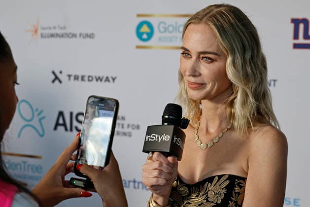 Actress Emily Blunt speaks with the media during the American Institute for Stuttering Gala, at the Rainbow Room in Rockefeller Center in New York City on Wednesday, September 16 2026.  NYP202609166010 PETERxFOLEY