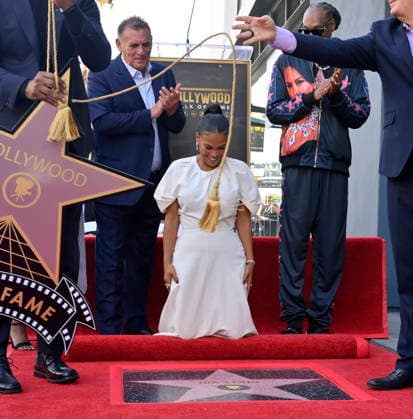 Actress Nia Long reacts as her star is unveiled during a ceremony honoring her with the 2,857th star on the Hollywood Walk of Fame in Los Angeles on Wednesday, September 16, 2026.  LAP2026091617 JIMxRUYMEN