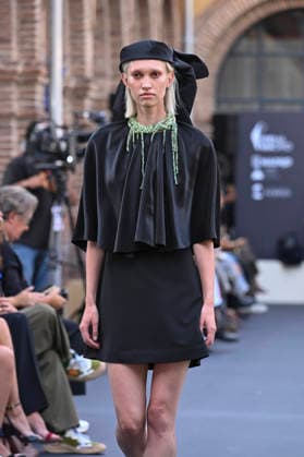 September 16, 2026, Madrid, Spain: A model parades with MoisÃ s Nieto design during Mercedes Benz Fashion Week Madrid Cibeles Palace. Madrid Spain  - ZUMAs197 20260916_aaa_s197_455 Copyright: xAtilanoxGarciax