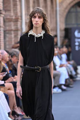 September 16, 2026, Madrid, Spain: A model parades with MoisÃ s Nieto design during Mercedes Benz Fashion Week Madrid Cibeles Palace. Madrid Spain  - ZUMAs197 20260916_aaa_s197_461 Copyright: xAtilanoxGarciax