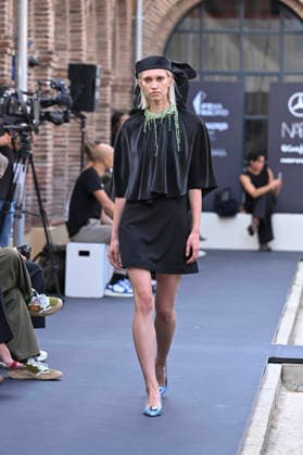 September 16, 2026, Madrid, Spain: A model parades with MoisÃ s Nieto design during Mercedes Benz Fashion Week Madrid Cibeles Palace. Madrid Spain  - ZUMAs197 20260916_aaa_s197_468 Copyright: xAtilanoxGarciax