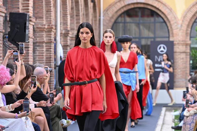 September 16, 2026, Madrid, Spain: A model parades with MoisÃ s Nieto design during Mercedes Benz Fashion Week Madrid Cibeles Palace. Madrid Spain  - ZUMAs197 20260916_aaa_s197_478 Copyright: xAtilanoxGarciax