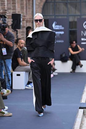 September 16, 2026, Madrid, Spain: A model parades with MoisÃ s Nieto design during Mercedes Benz Fashion Week Madrid Cibeles Palace. Madrid Spain  - ZUMAs197 20260916_aaa_s197_487 Copyright: xAtilanoxGarciax