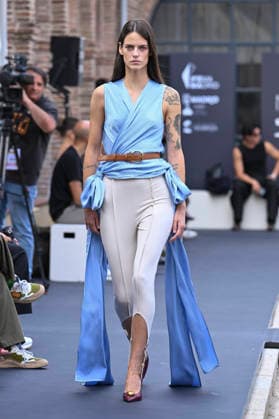 September 16, 2026, Madrid, Spain: A model parades with MoisÃ s Nieto design during Mercedes Benz Fashion Week Madrid Cibeles Palace. Madrid Spain  - ZUMAs197 20260916_aaa_s197_498 Copyright: xAtilanoxGarciax