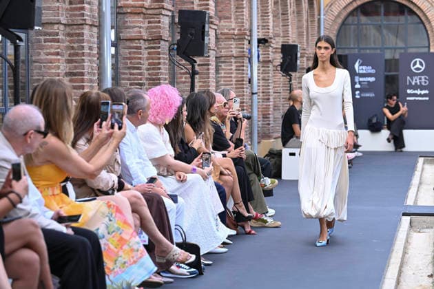 September 16, 2026, Madrid, Spain: A model parades with MoisÃ s Nieto design during Mercedes Benz Fashion Week Madrid Cibeles Palace. Madrid Spain  - ZUMAs197 20260916_aaa_s197_499 Copyright: xAtilanoxGarciax