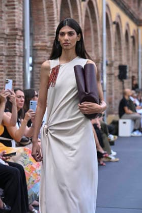 September 16, 2026, Madrid, Spain: A model parades with MoisÃ s Nieto design during Mercedes Benz Fashion Week Madrid Cibeles Palace. Madrid Spain  - ZUMAs197 20260916_aaa_s197_515 Copyright: xAtilanoxGarciax