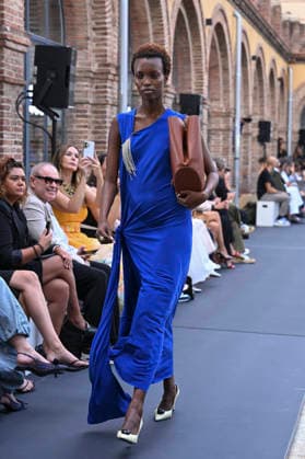 September 16, 2026, Madrid, Spain: A model parades with MoisÃ s Nieto design during Mercedes Benz Fashion Week Madrid Cibeles Palace. Madrid Spain  - ZUMAs197 20260916_aaa_s197_519 Copyright: xAtilanoxGarciax