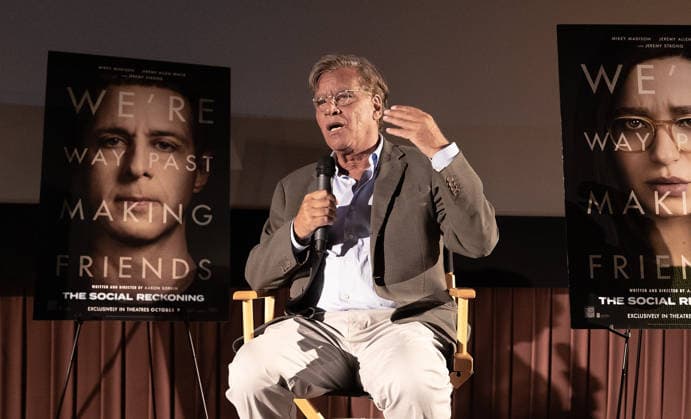 Sony Pictures Unveils THE SOCIAL RECKONING in the Heart of Silicon Valley MOUNTAIN VIEW, CA - September 16, 2026: Writer Director Aaron Sorkin unveils THE SOCIAL RECKONING at the First Public Screening in the Heart of Silicon Valley at Cinemark Century Mountain View on September 16, 2026 in Mountain View, California. Mountain View Cinemark Century Mountain View California United States Copyright: ximageSPACExforxSonyxPicturesx